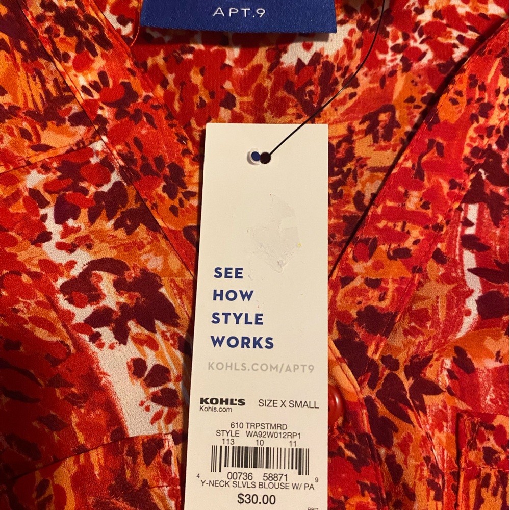 Apt. 9 Fiery Red and Orange Top